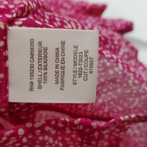 Joie Calvina Silk Dotted Blouse Magenta pink size xs - Picture 8 of 8